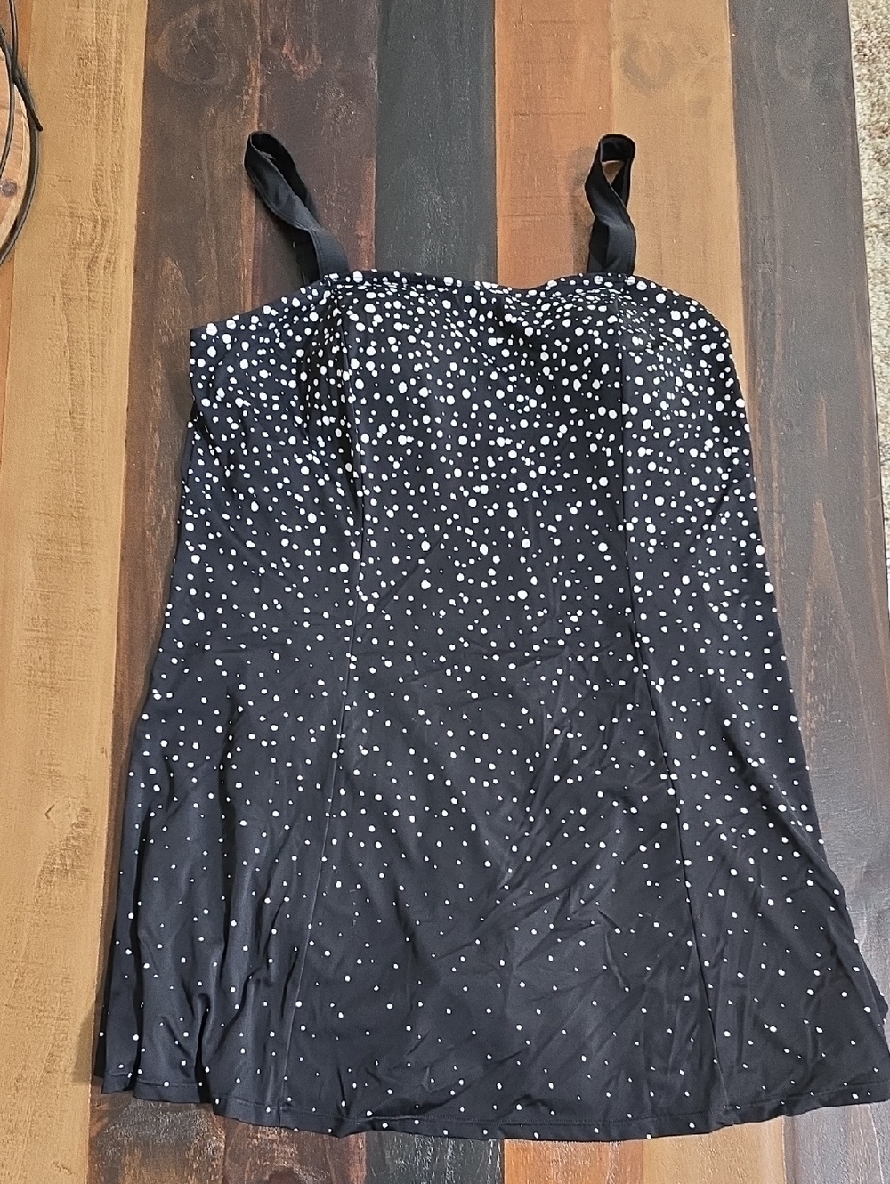 Swimsuits For All Black Polk Dot One-Piece Swim Dress